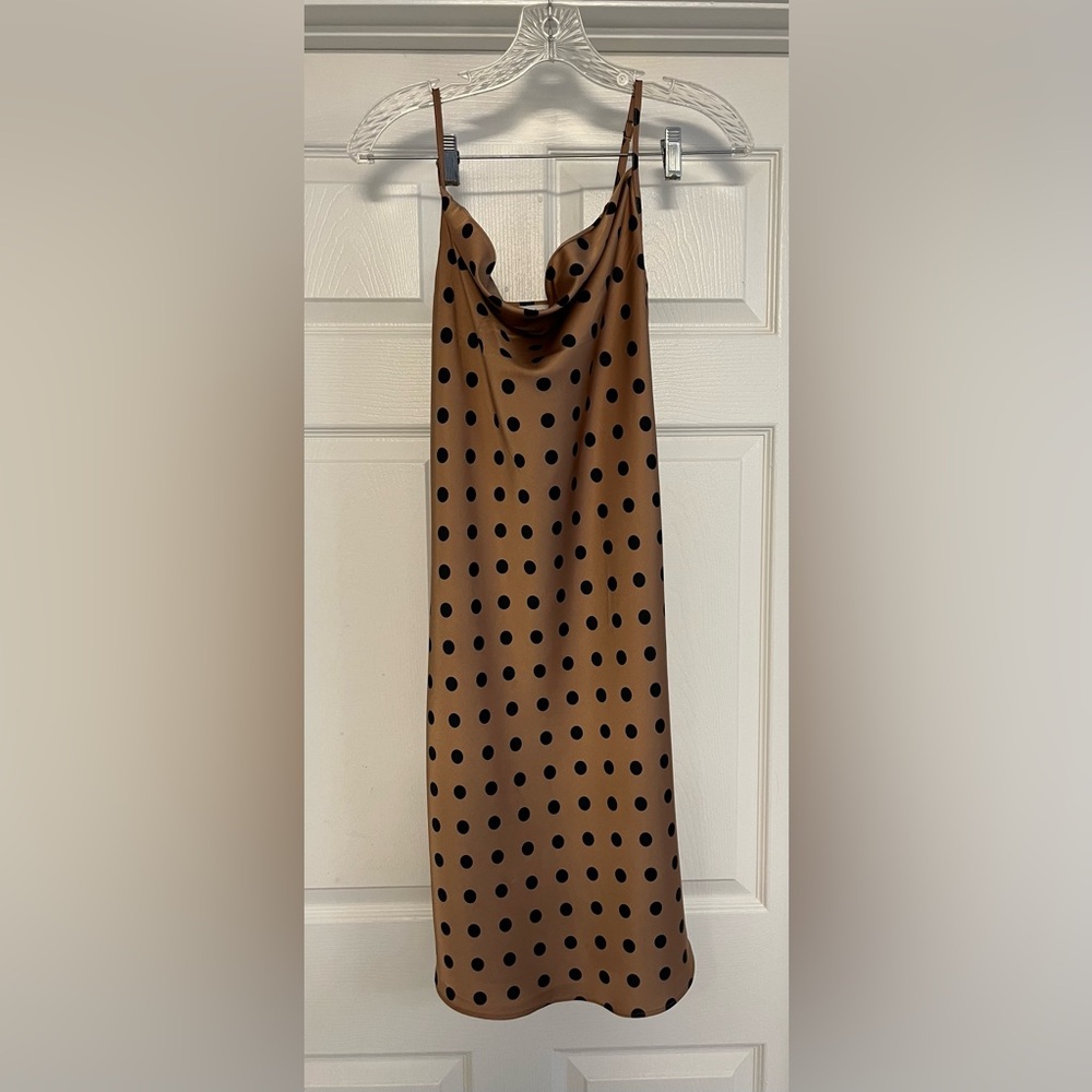 Nicole Miller New York Dress Brown With Black Polka Dot